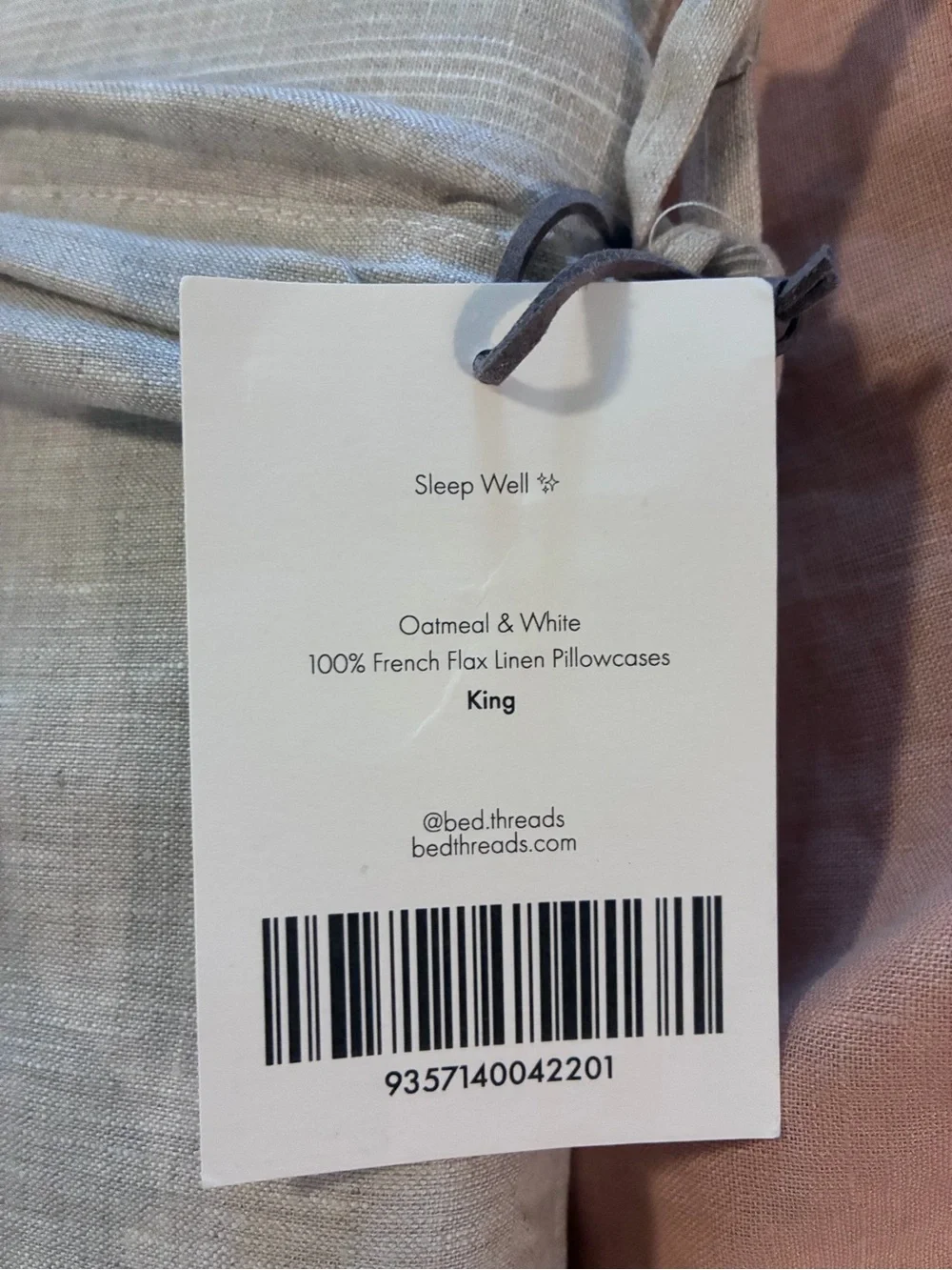 Oatmeal & White French Flax Linen Pillowcases - King